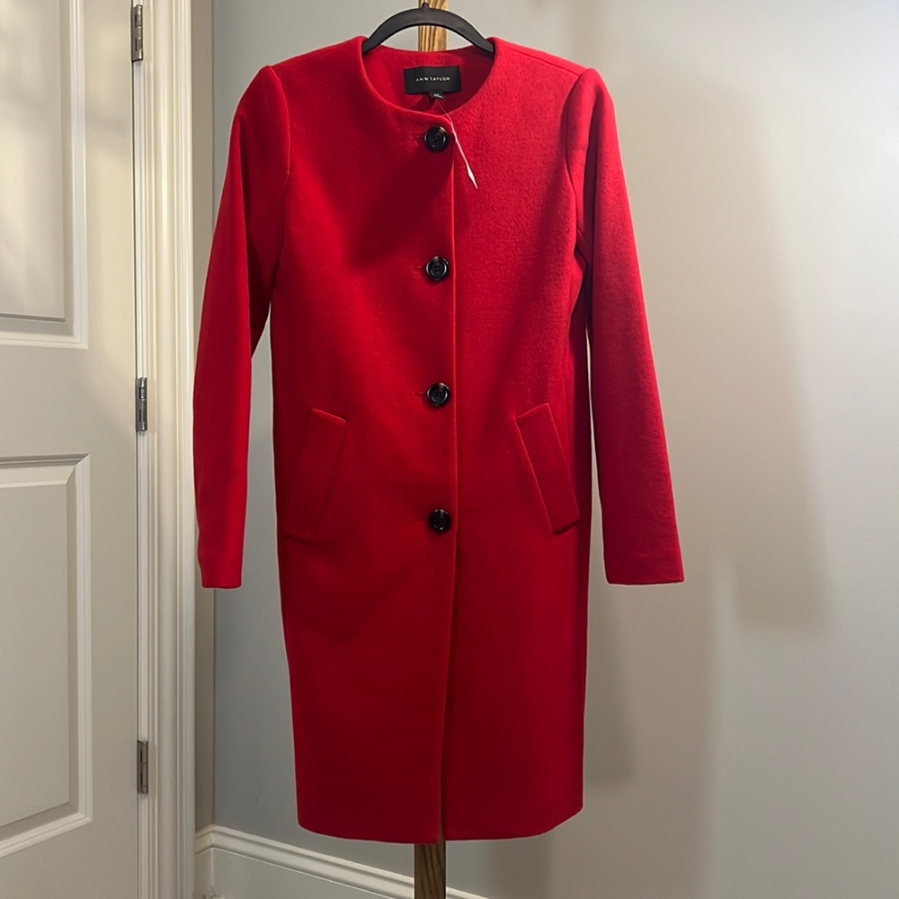 Ann Taylor Red Full Length Coat